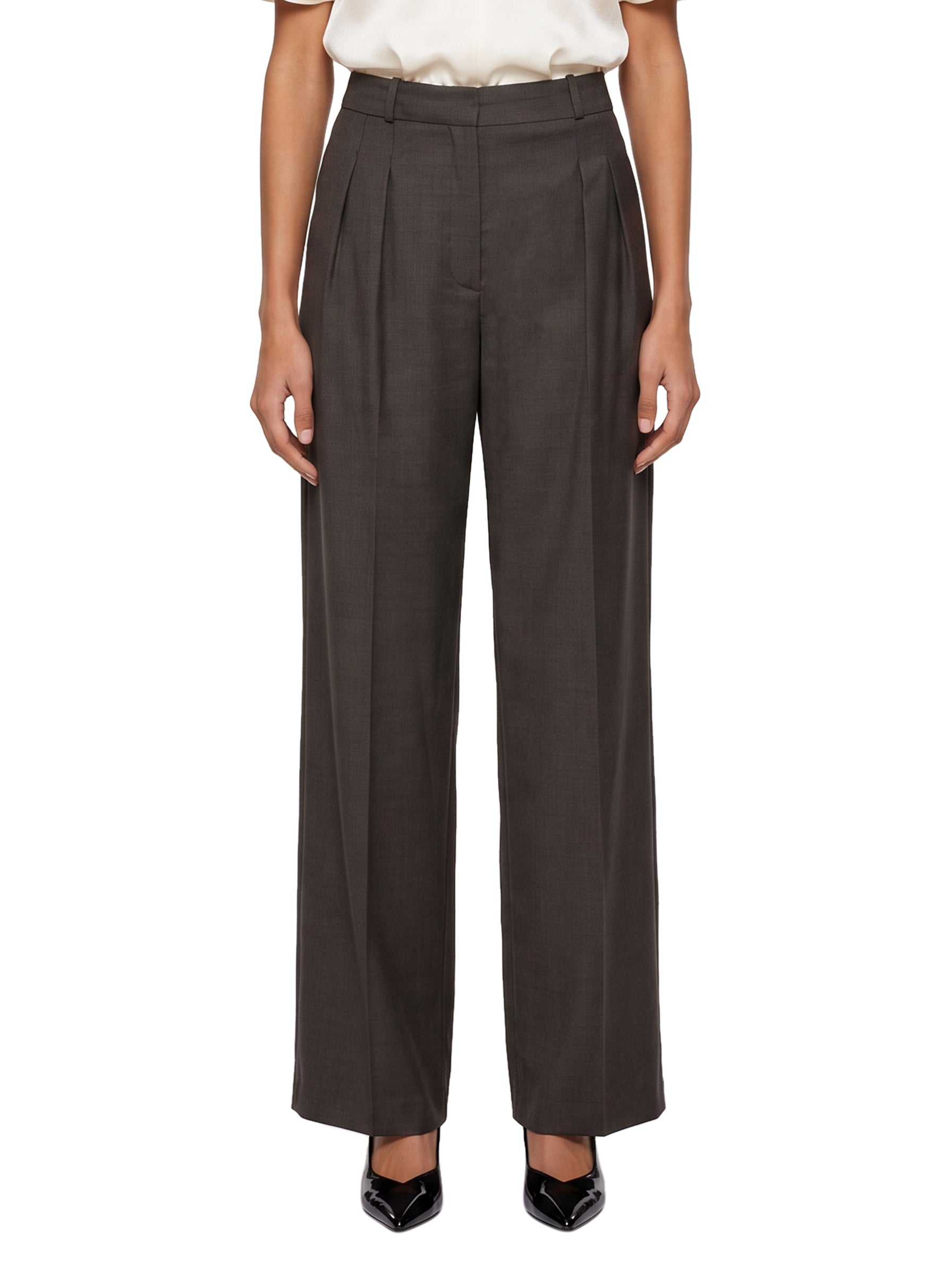 Pantalone Sbiru con pieghe in marrone 