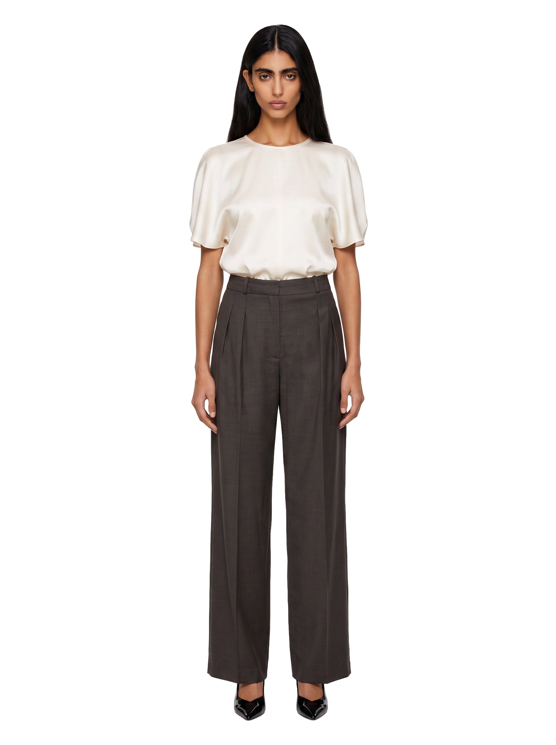 Pantalone Sbiru con pieghe in marrone 