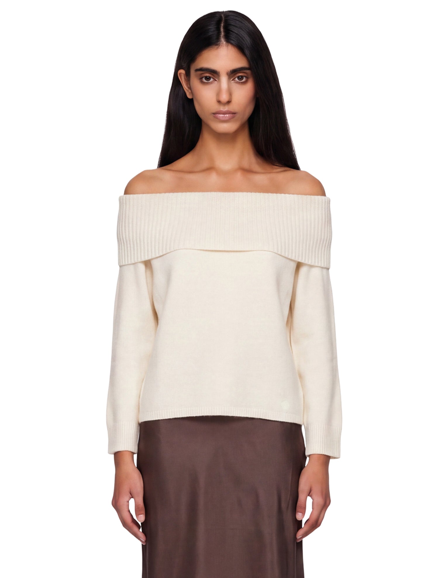 Maglione con spalle scoperte Sibyl in avorio 