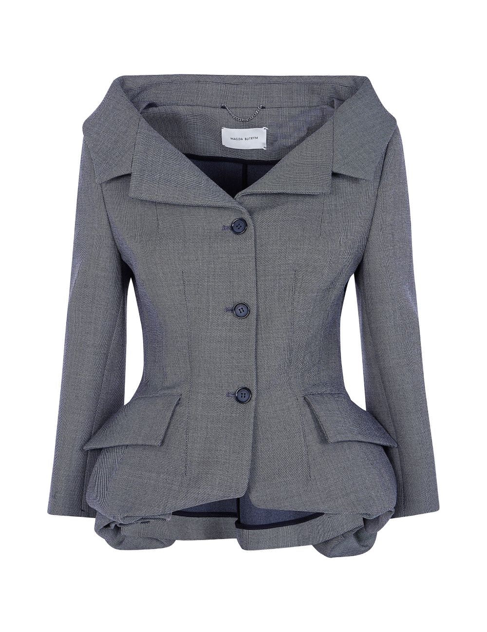 Giacca sartoriale con peplum in grigio 