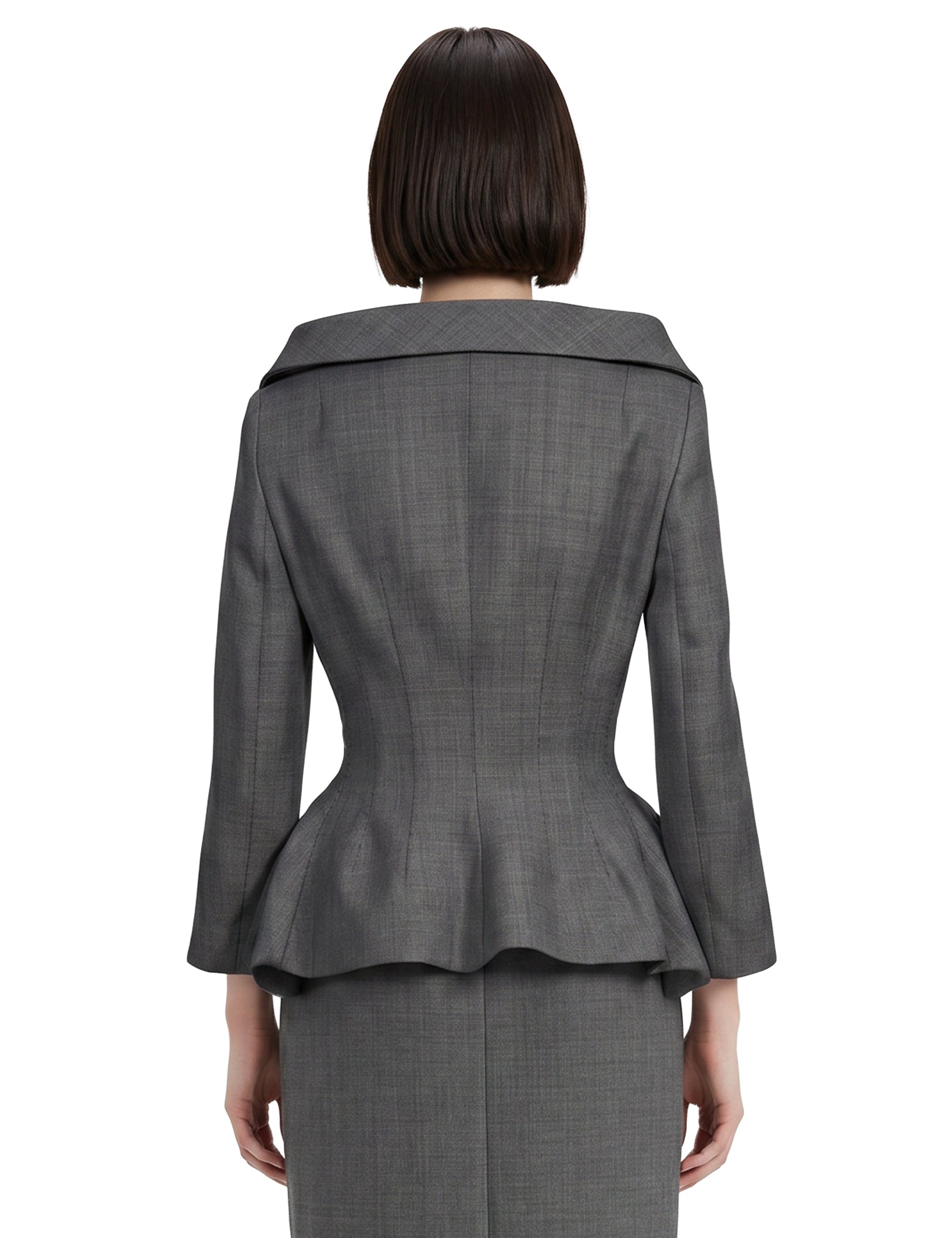Giacca sartoriale con peplum in grigio 