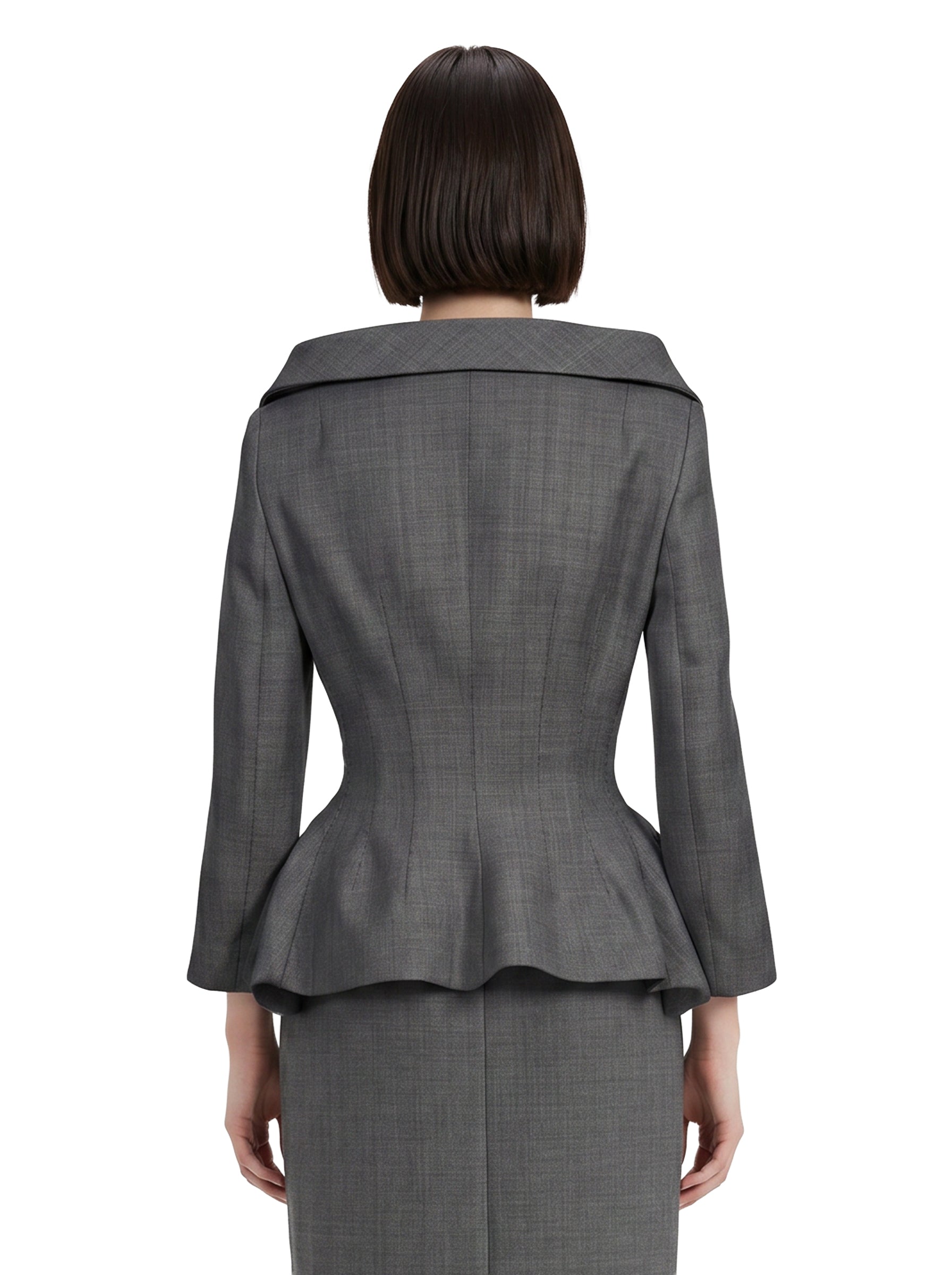 Giacca sartoriale con peplum in grigio 