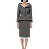 Giacca sartoriale con peplum in grigio 