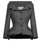 Giacca sartoriale con peplum in grigio 