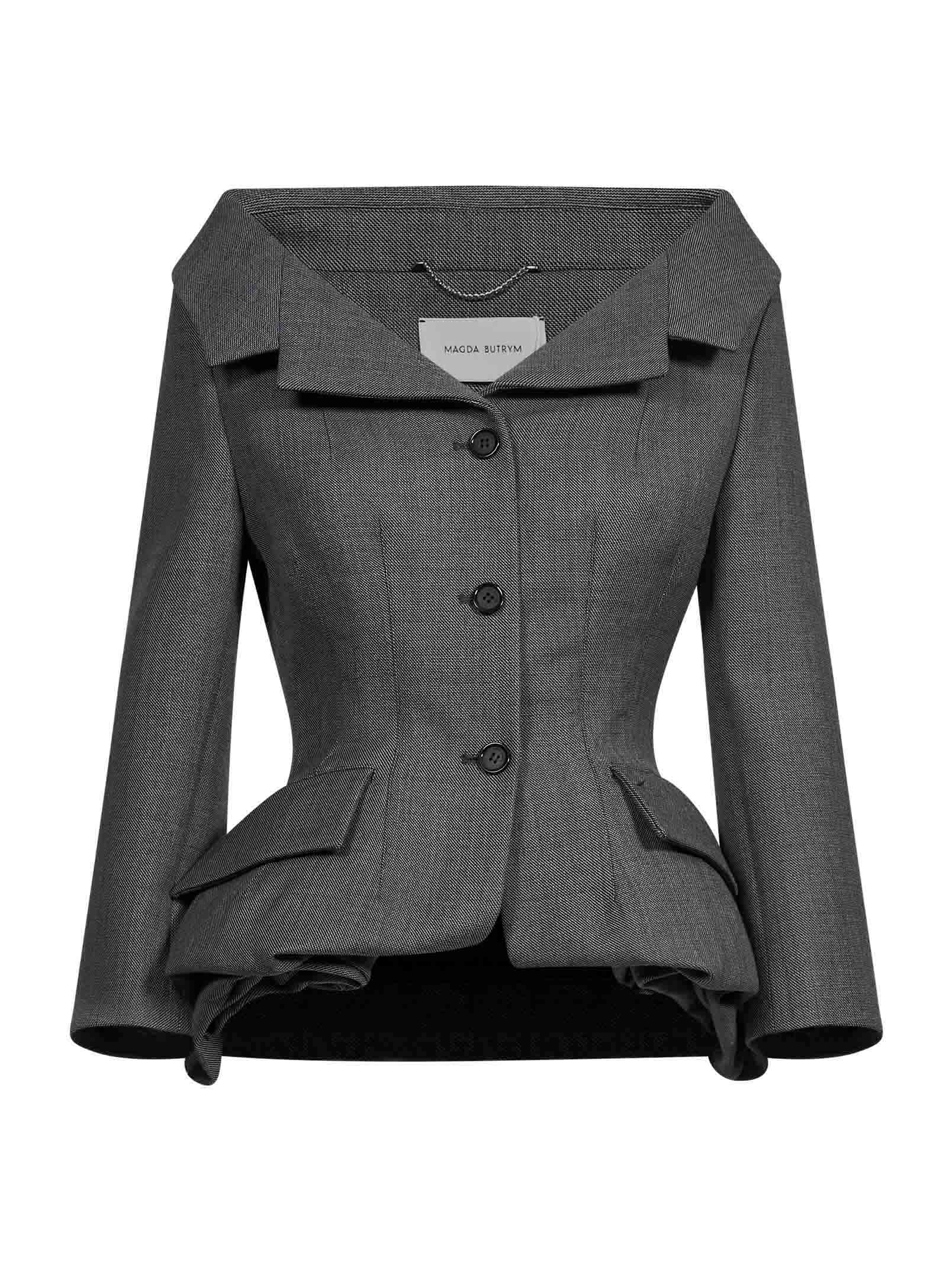 Giacca sartoriale con peplum in grigio 