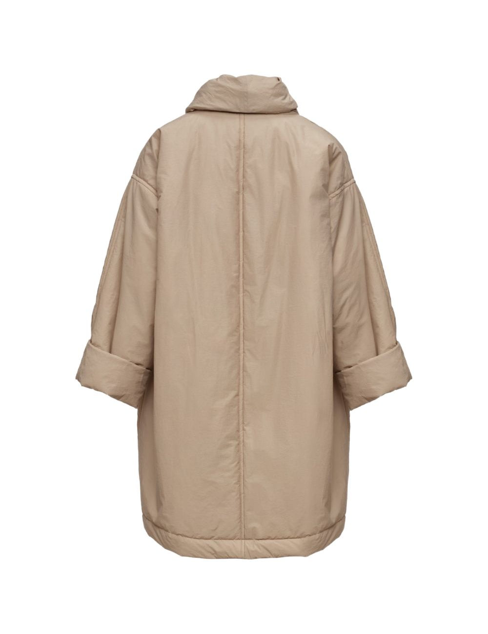 Cappotto imbottito a collo alto in beige 