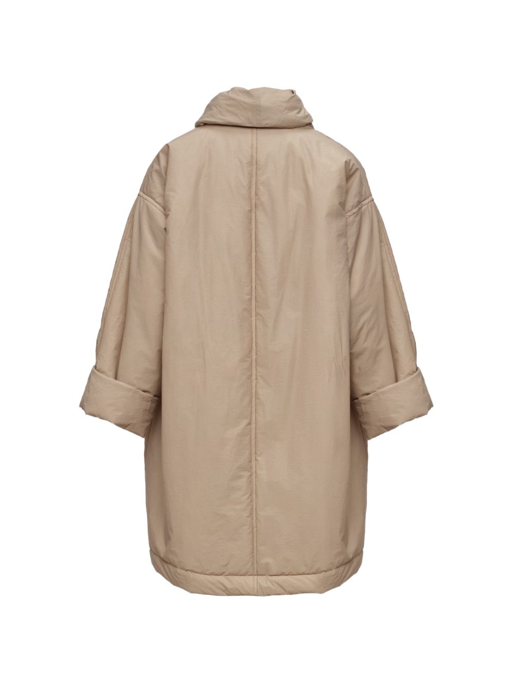 Cappotto imbottito a collo alto in beige 