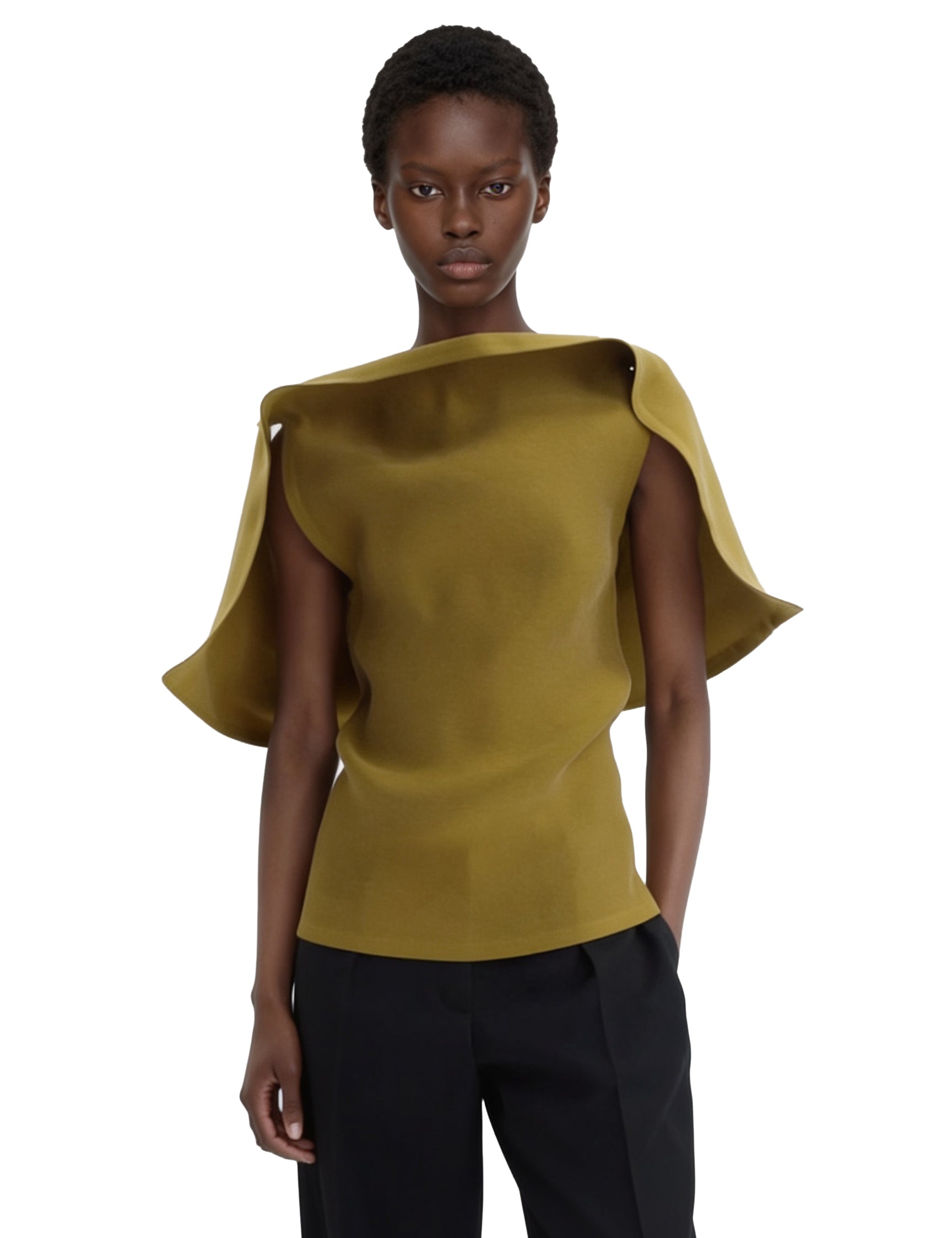 Blusa con drappeggio in verde 