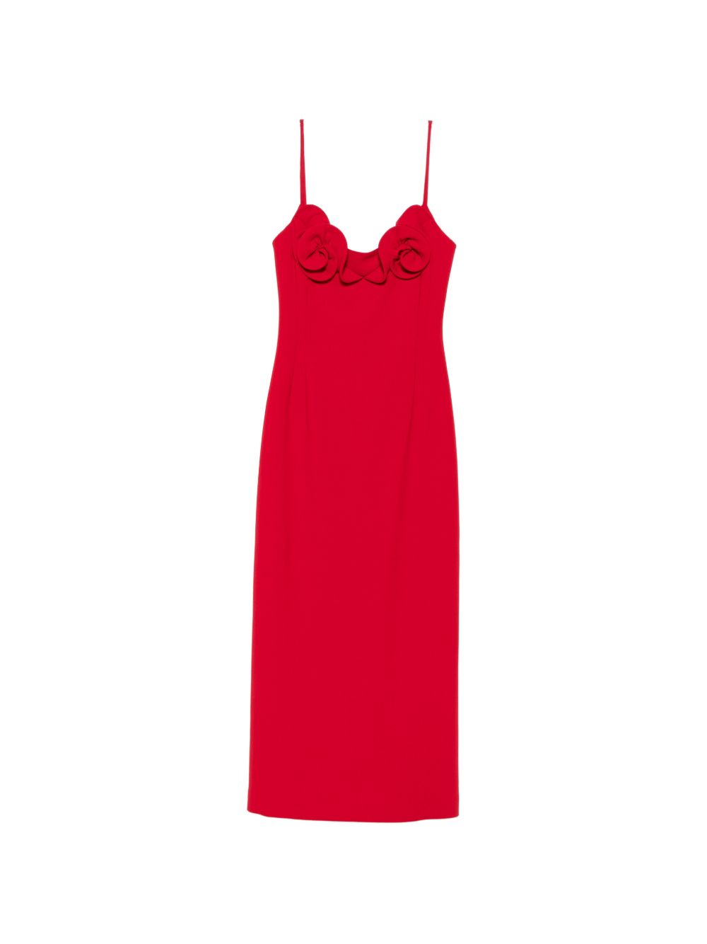 Abito midi con applicazioni a fiori in rosso 