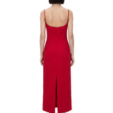Abito midi con applicazioni a fiori in rosso 