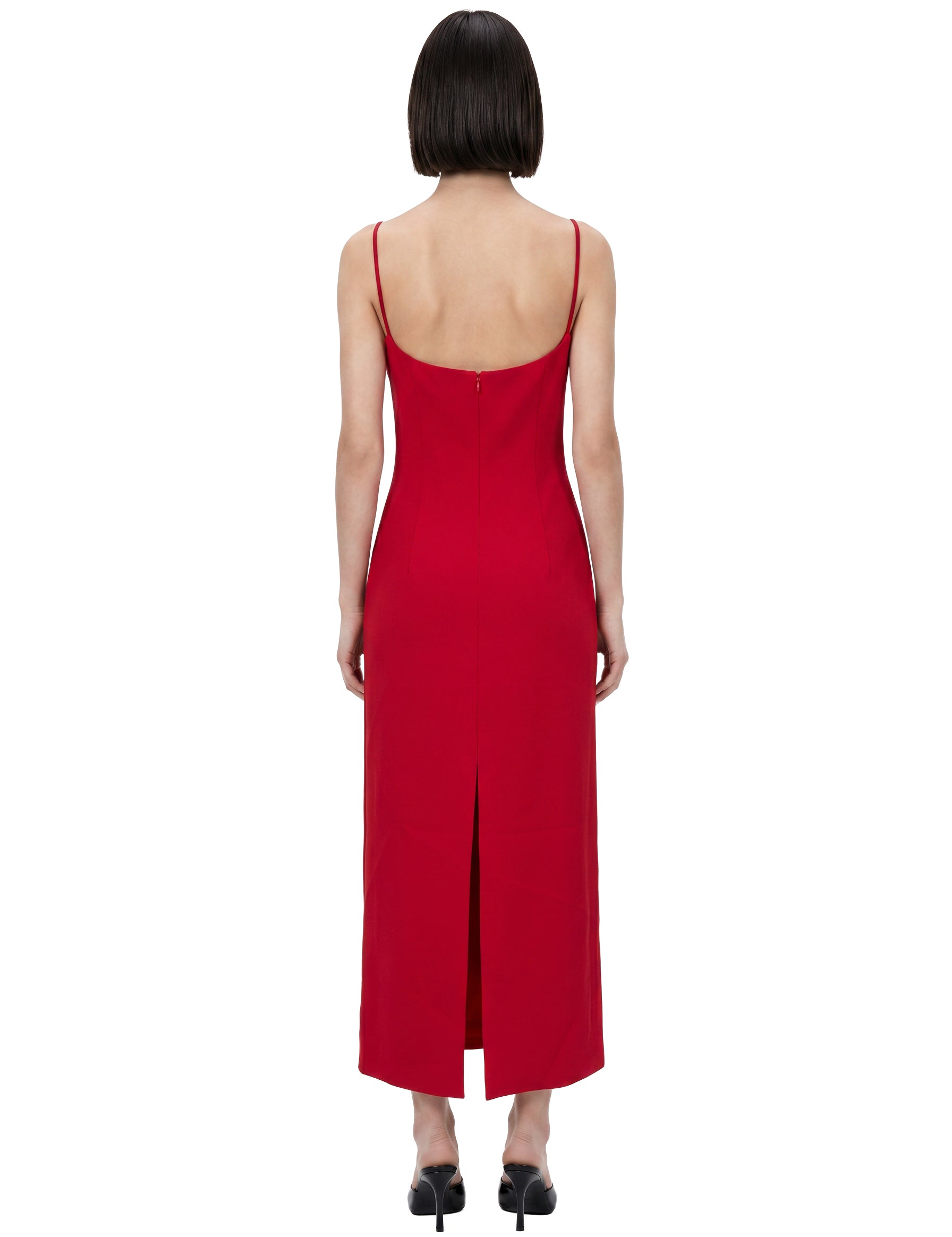 Abito midi con applicazioni a fiori in rosso 