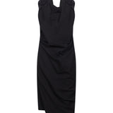 Abito midi con applicazione a fiori in nero 