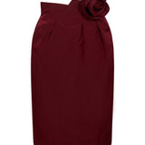Gonna midi con rosa in bordeaux 