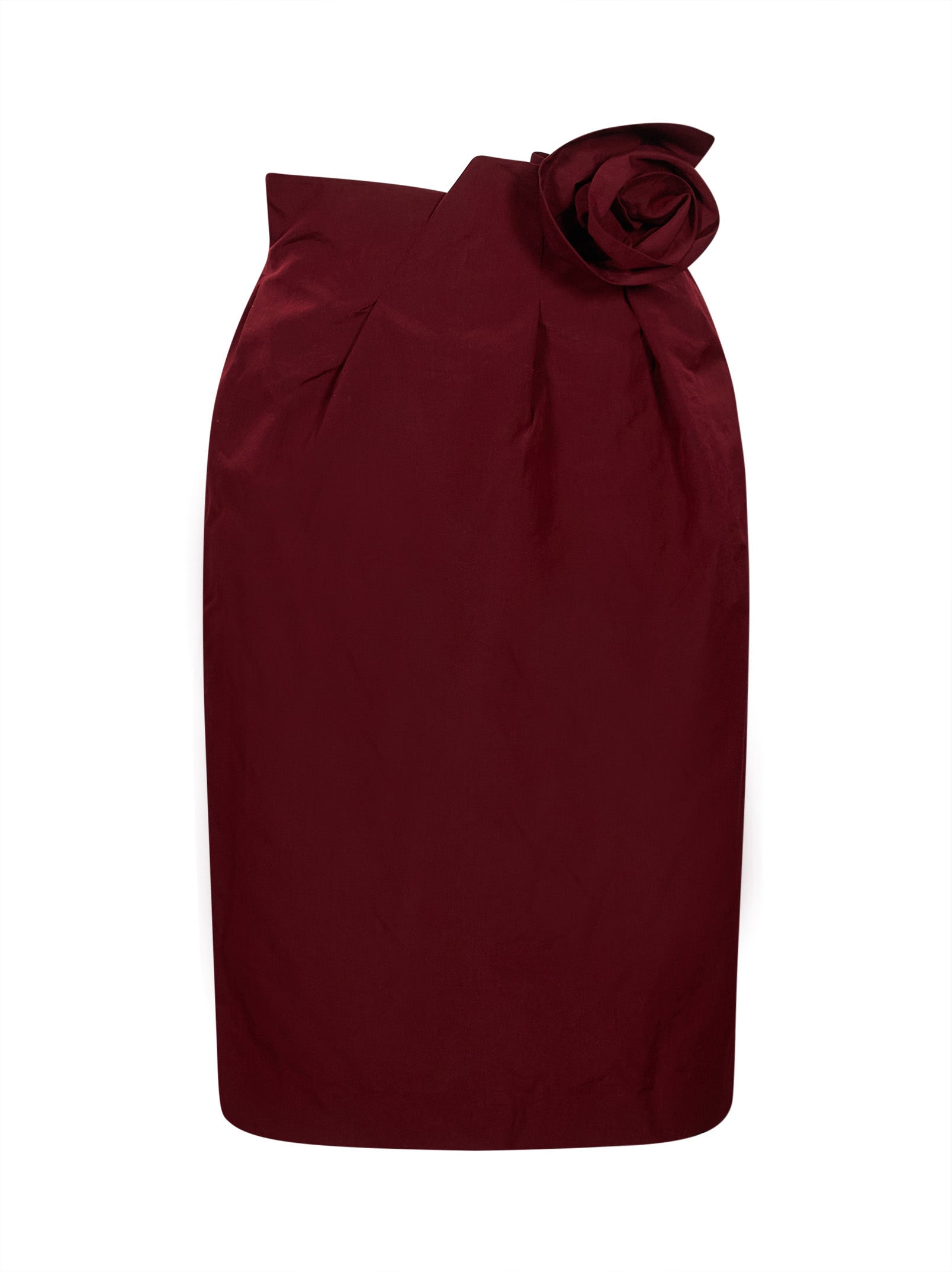 Gonna midi con rosa in bordeaux 