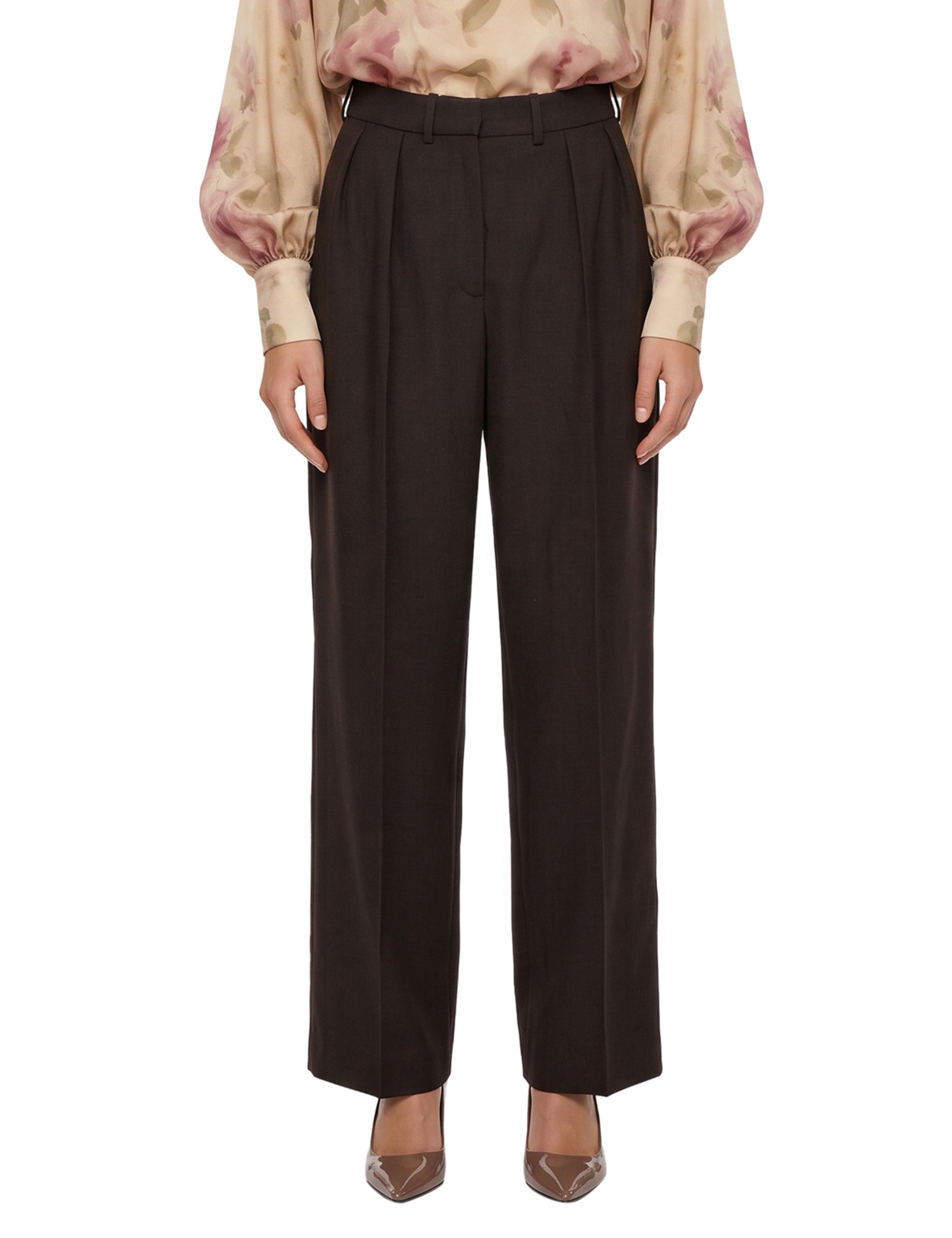 Pantaloni con pinces in marrone 