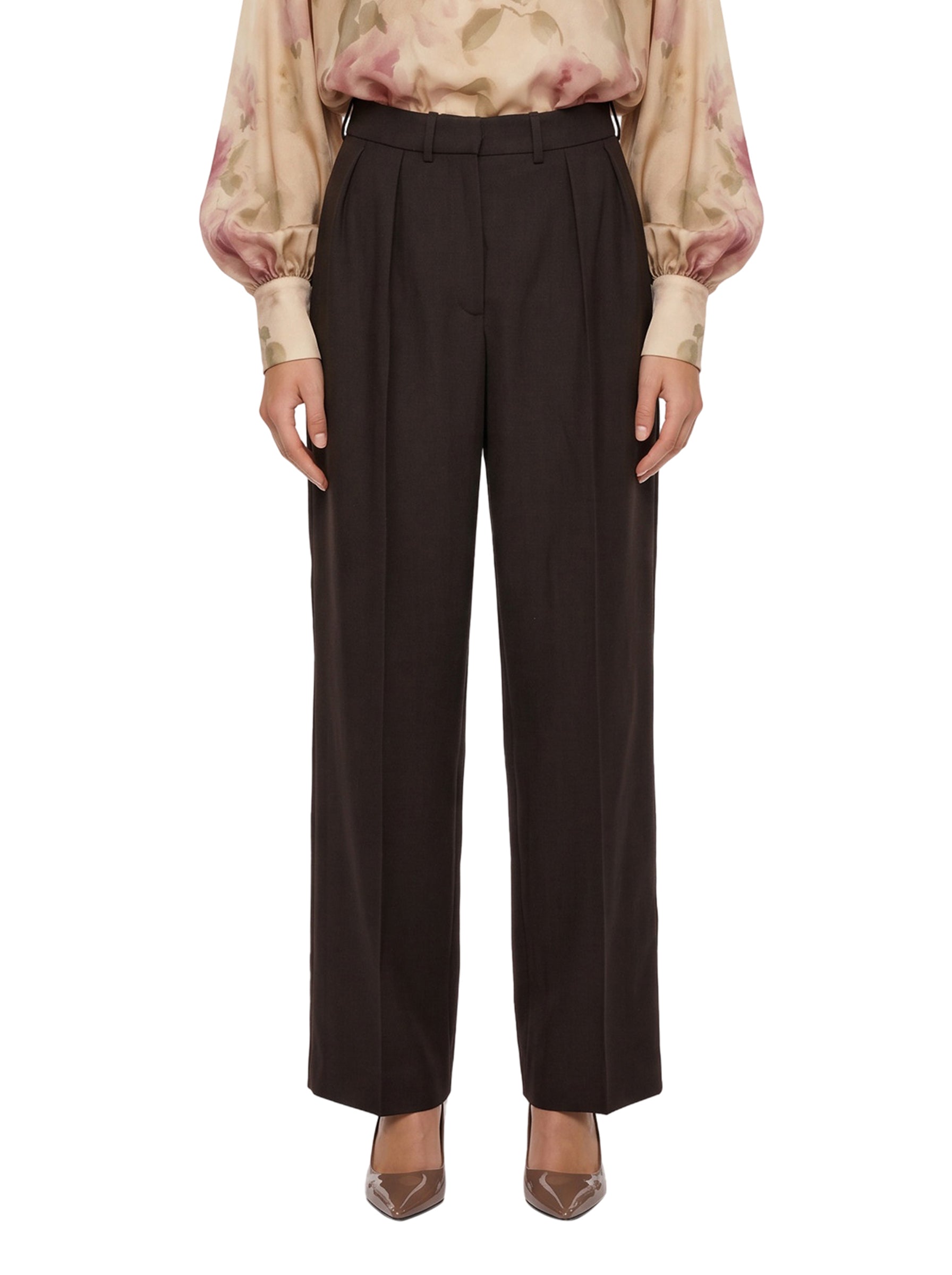 Pantaloni con pinces in marrone 