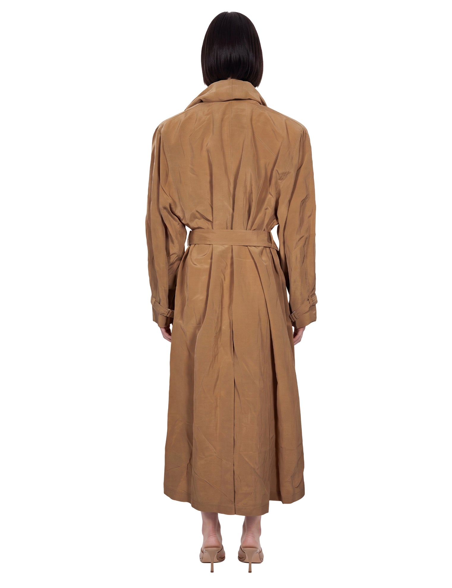 Trench con cintura in beige 