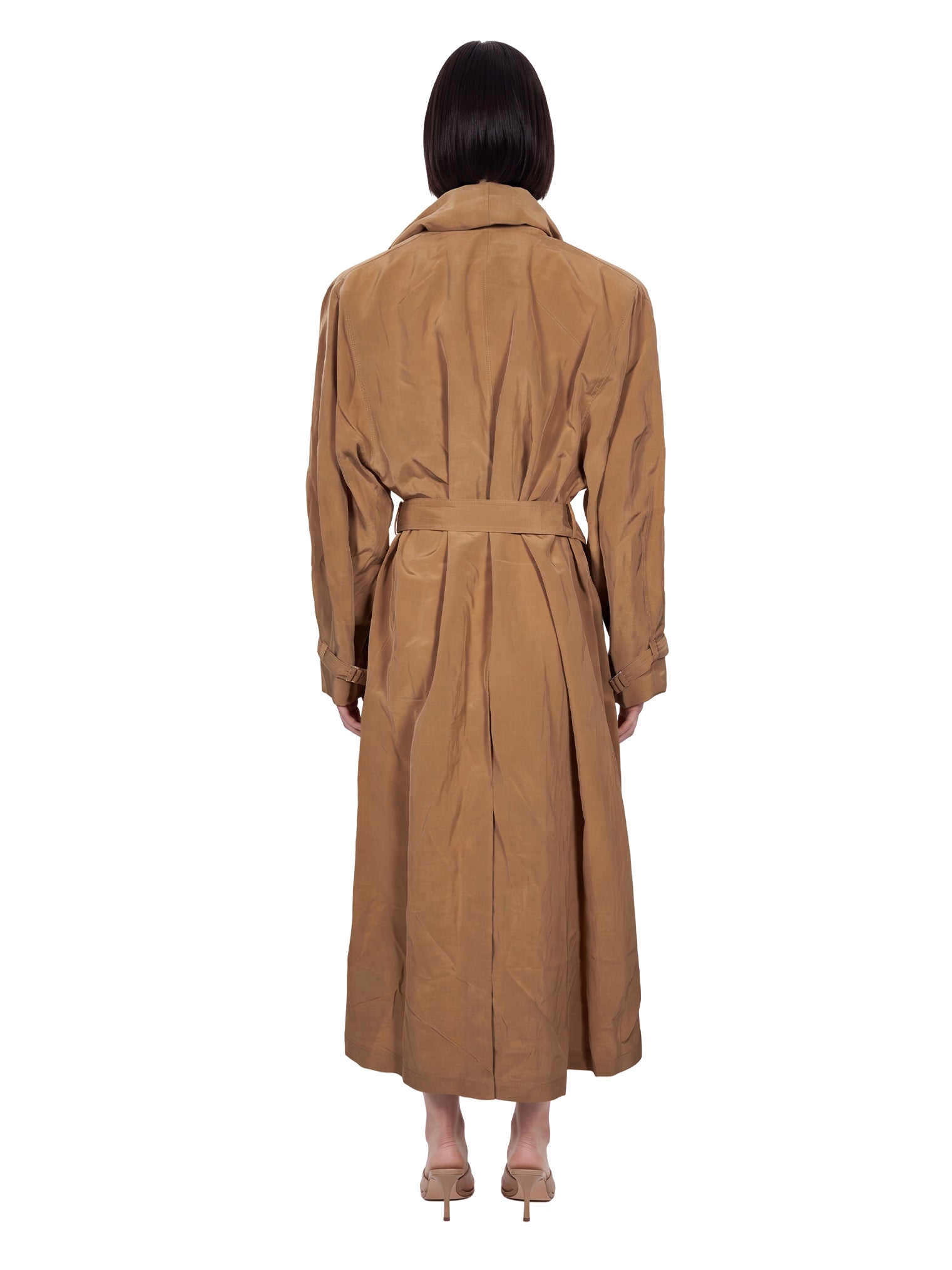 Trench con cintura in beige 