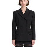 Blazer doppiopetto in lana in nero 