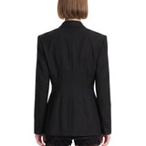 Blazer doppiopetto in lana in nero 