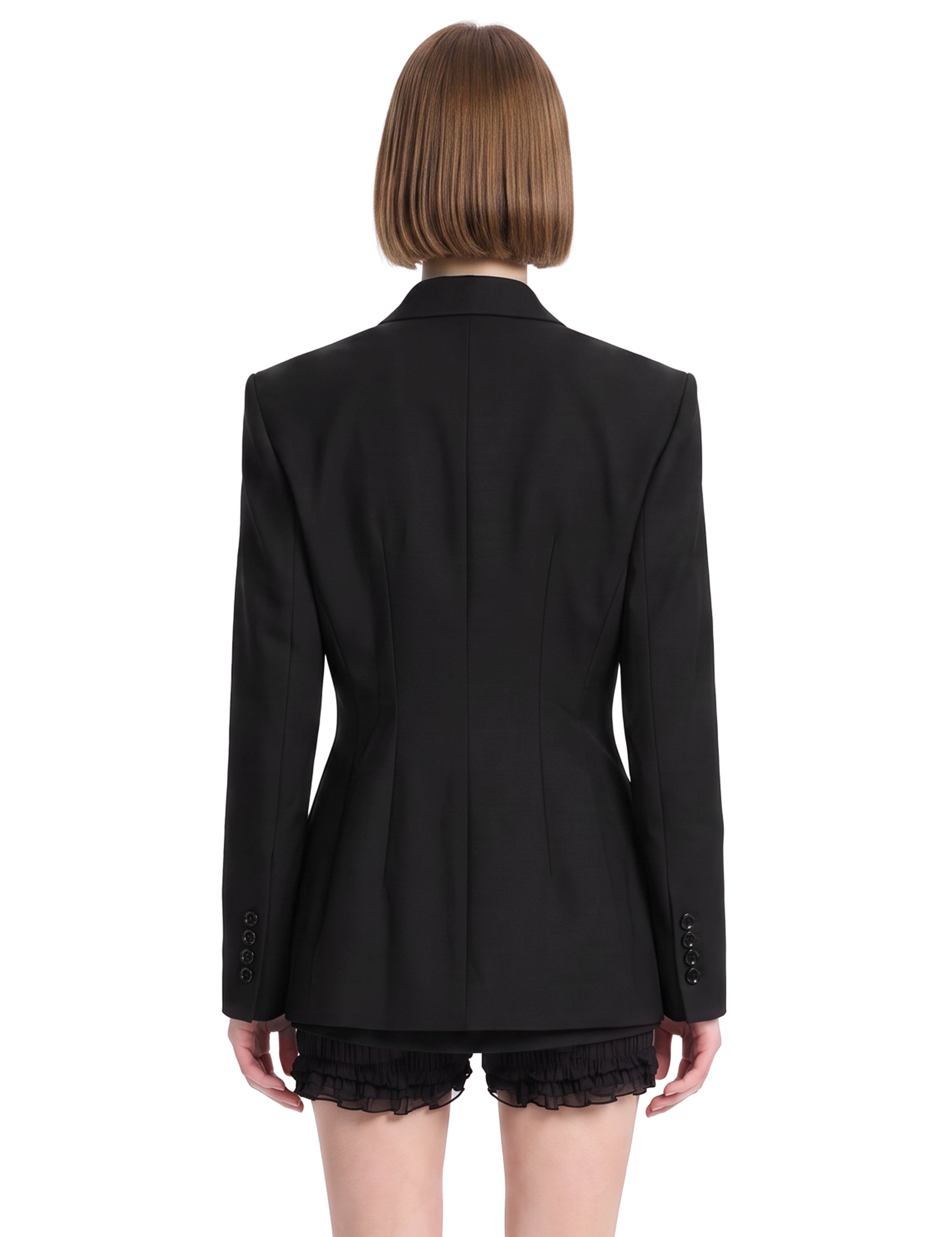 Blazer doppiopetto in lana in nero 