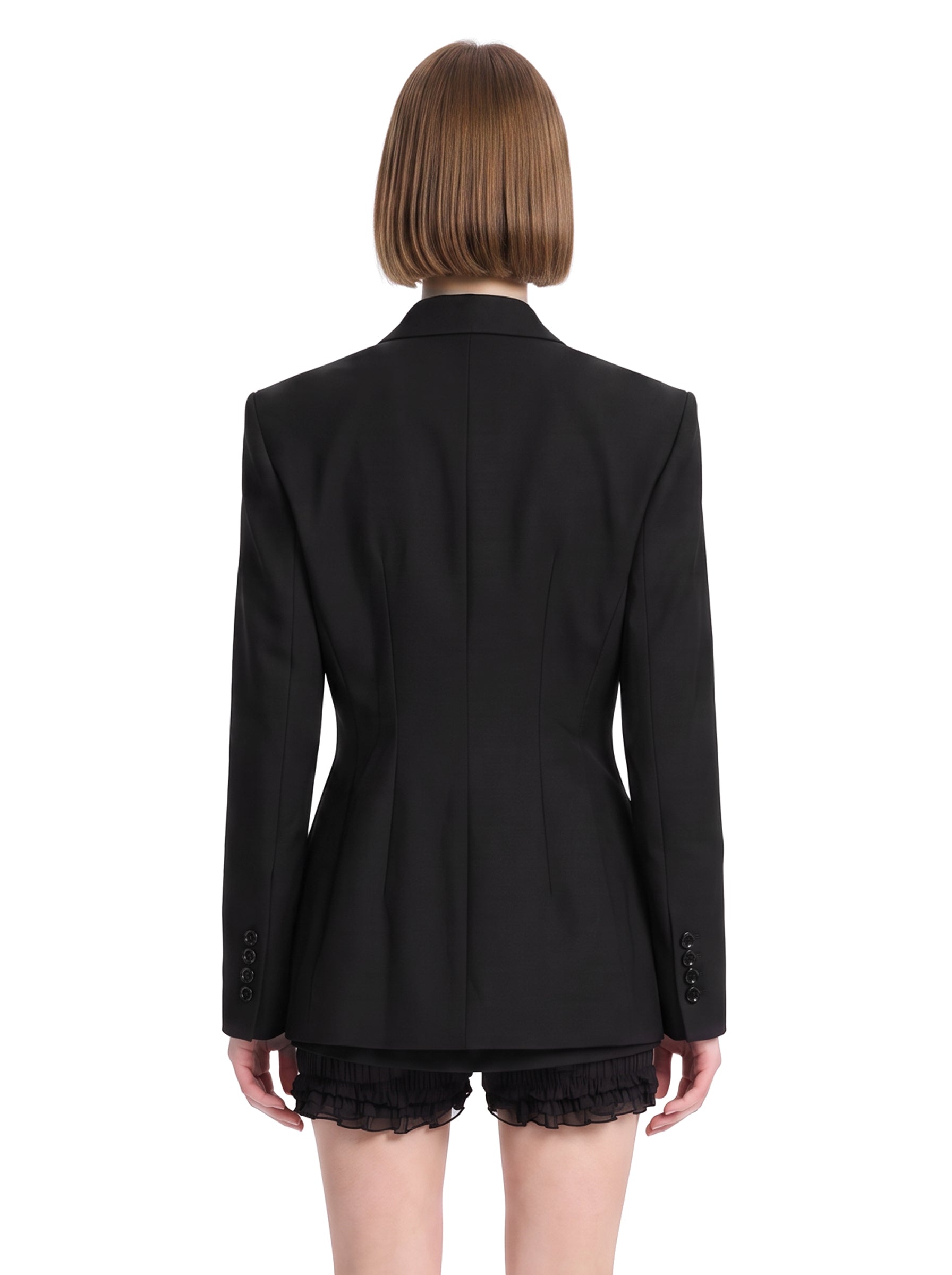 Blazer doppiopetto in lana in nero 