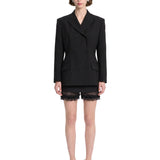 Blazer doppiopetto in lana in nero 