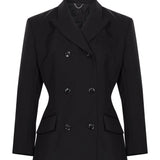 Blazer doppiopetto in lana in nero 