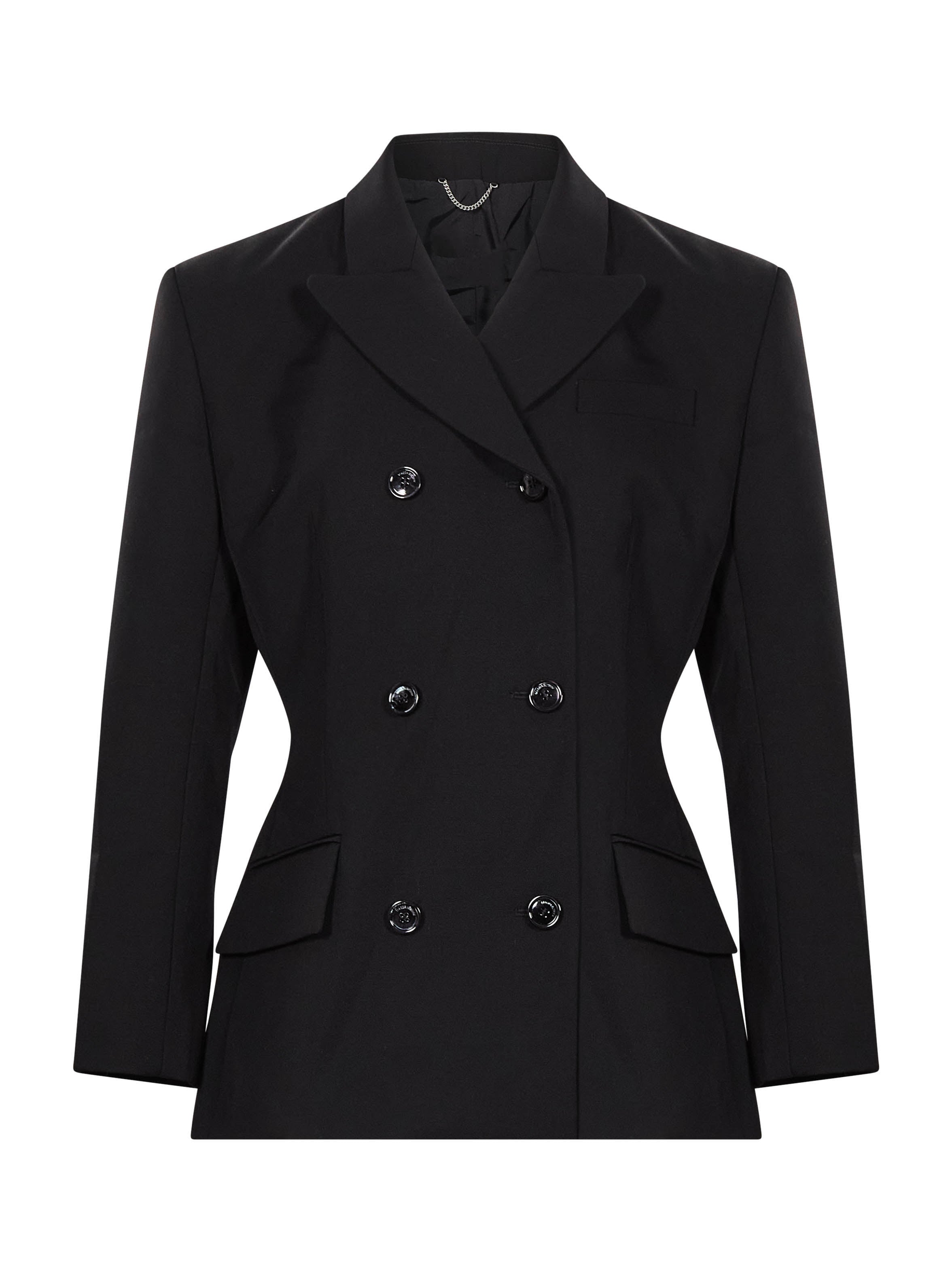 Blazer doppiopetto in lana in nero 