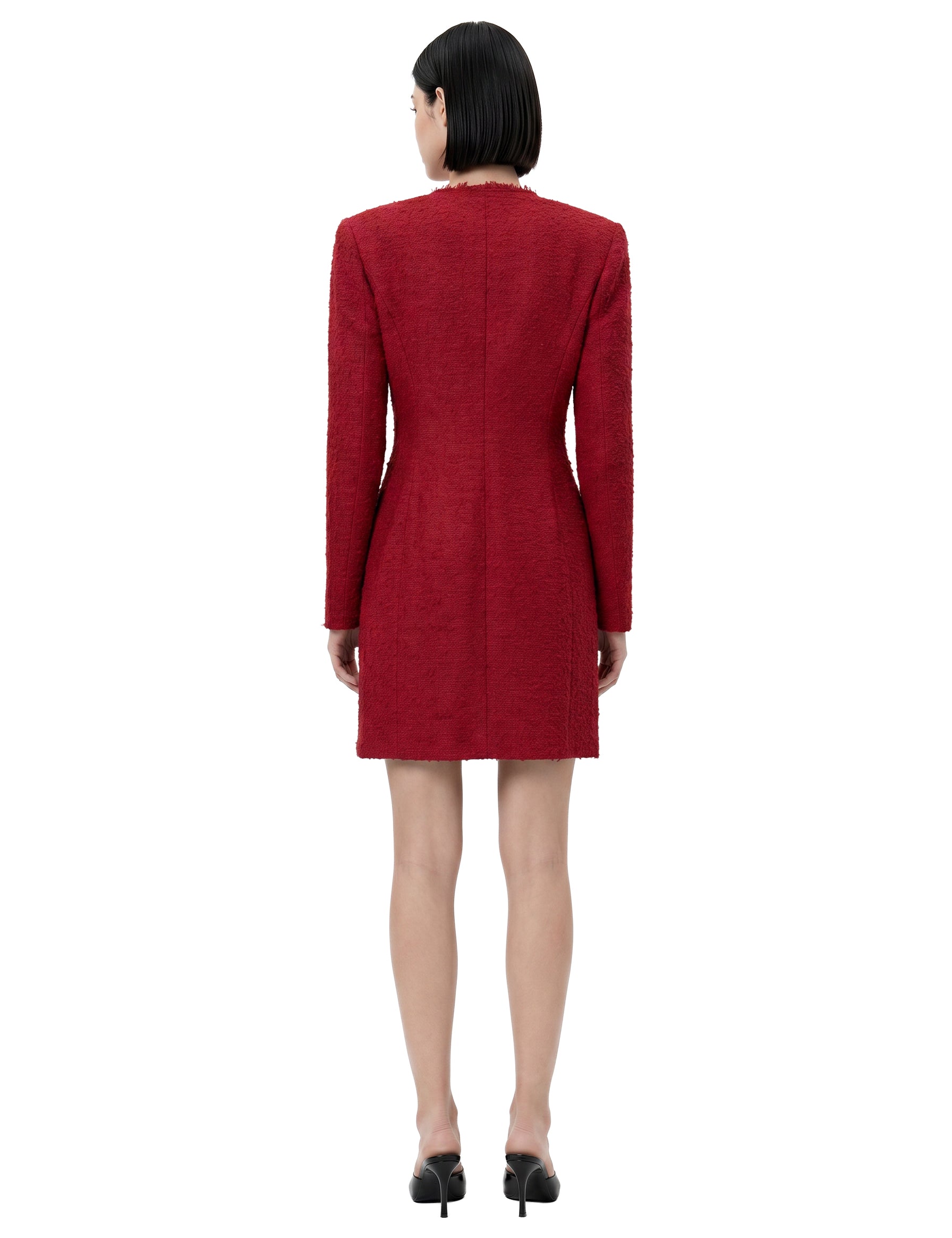 Abito midi con bottoni in rosso 
