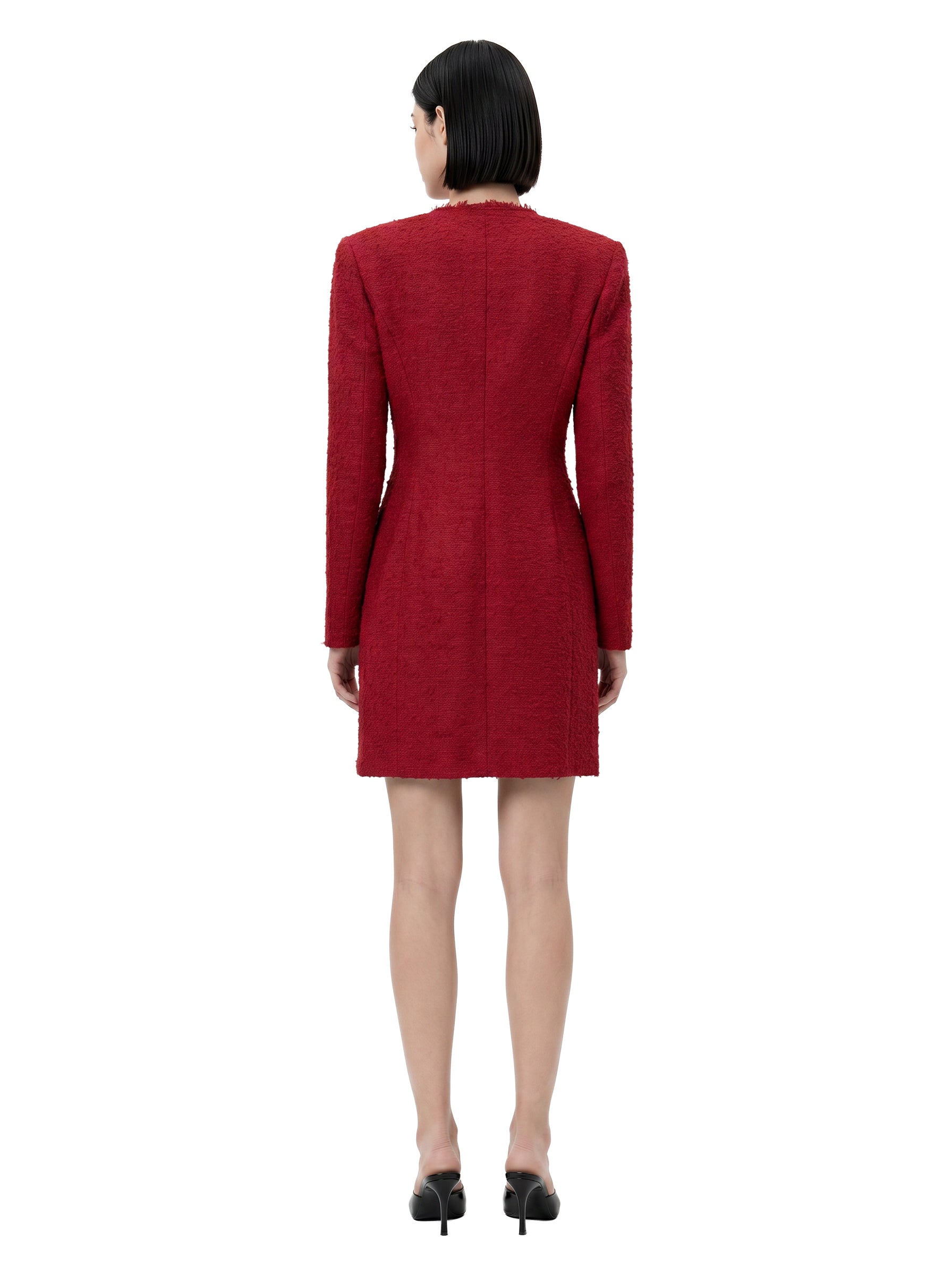Abito midi con bottoni in rosso 