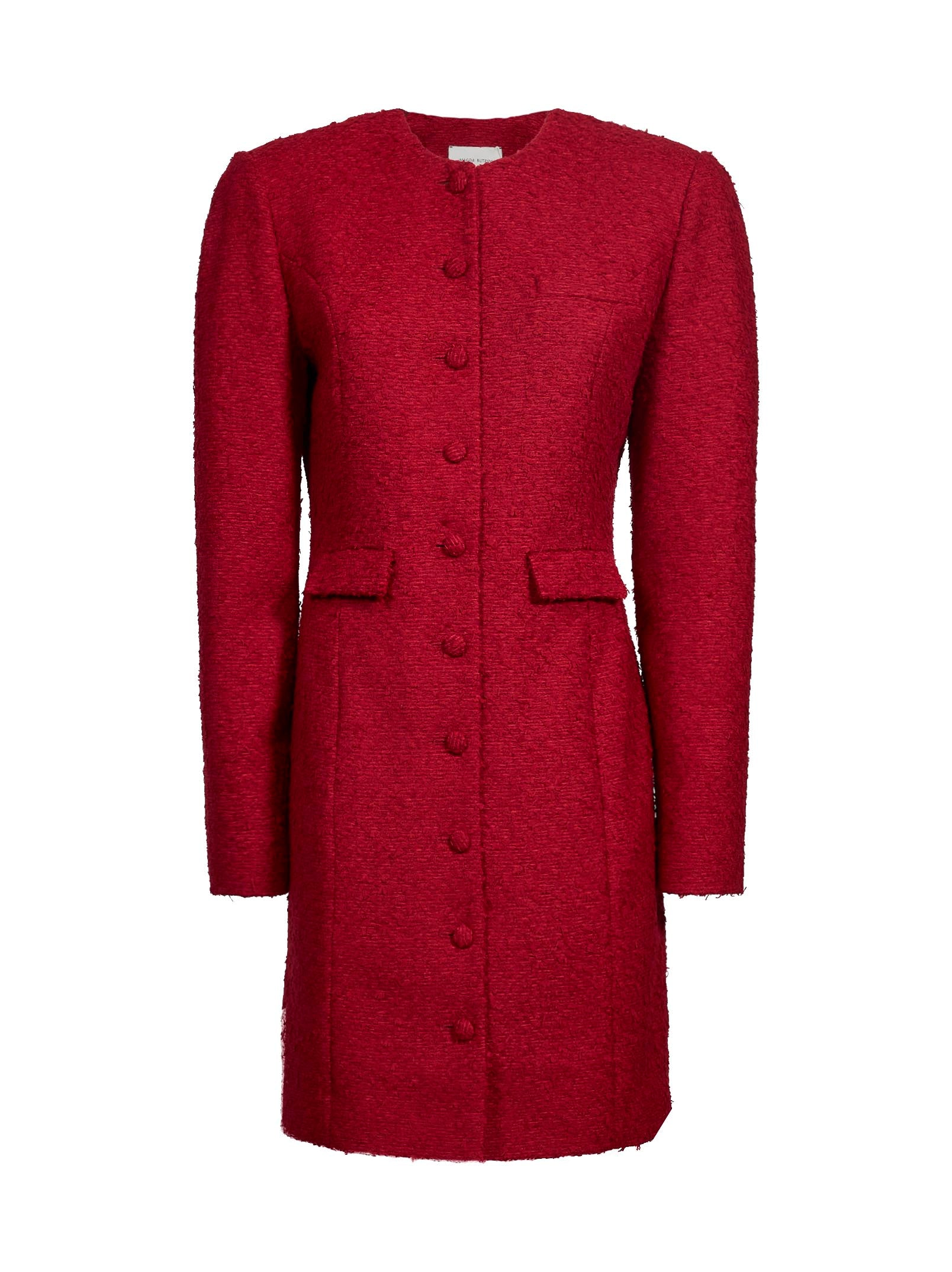 Abito midi con bottoni in rosso 