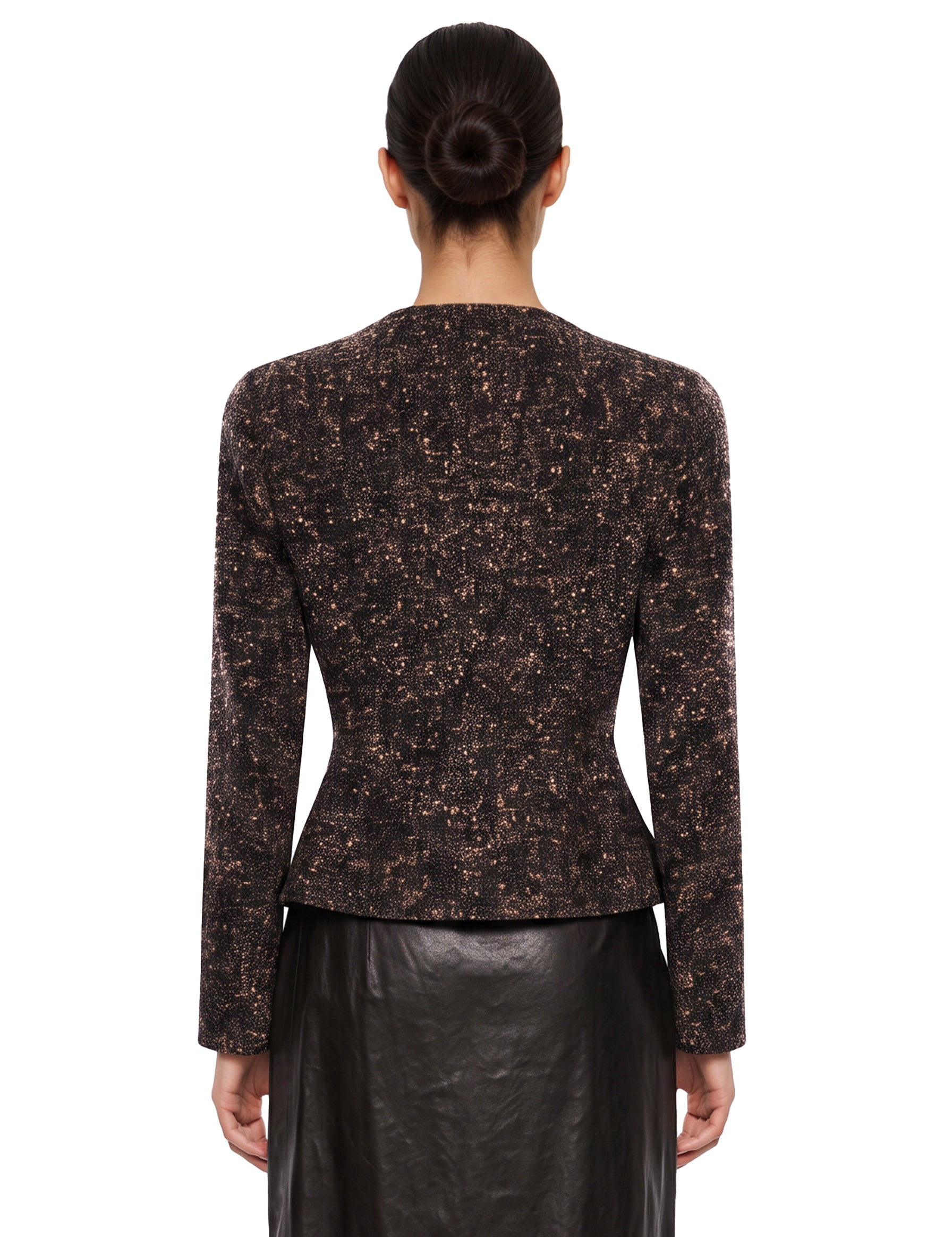 Giacca boucle aderente in marrone 