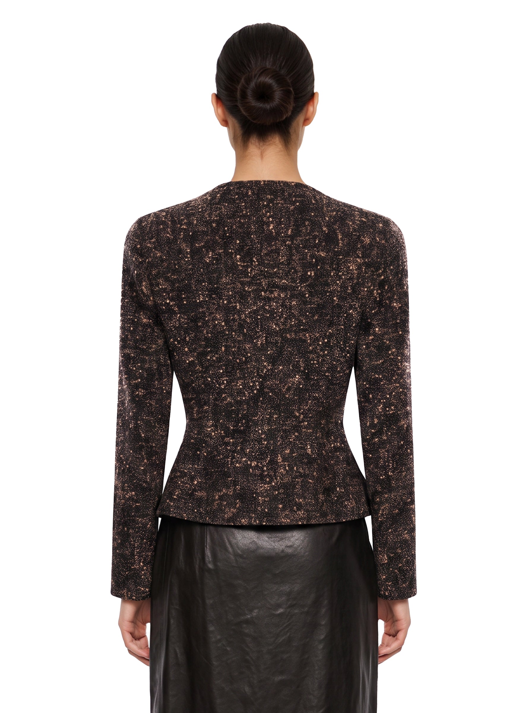 Giacca boucle aderente in marrone 