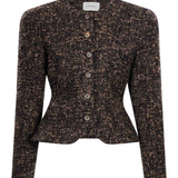 Giacca boucle aderente in marrone 
