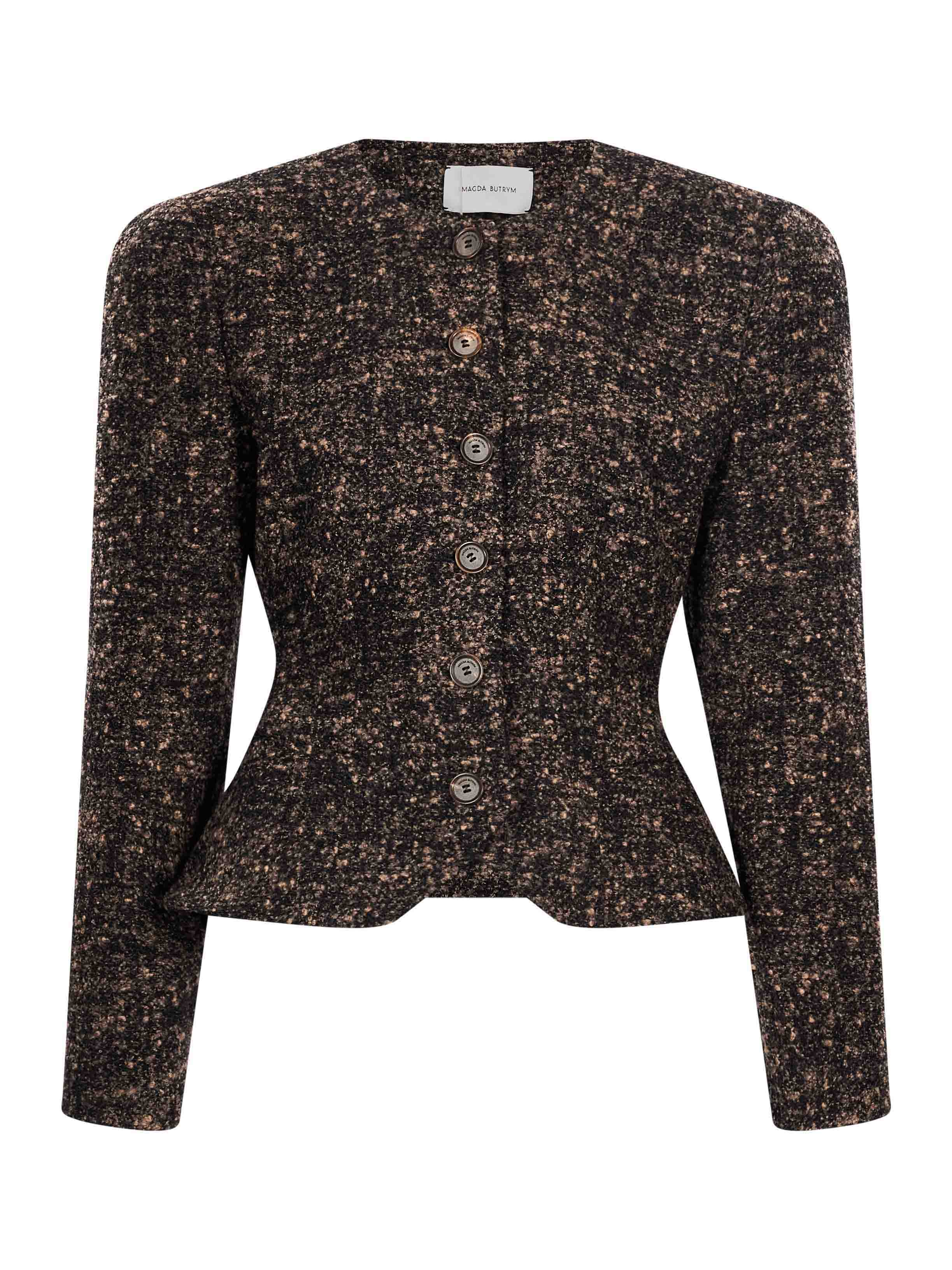 Giacca boucle aderente in marrone 