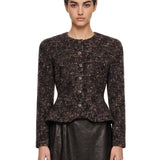 Giacca boucle aderente in marrone 