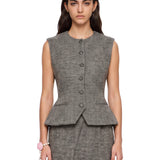 Gilet in lana con design monopetto in grigio 