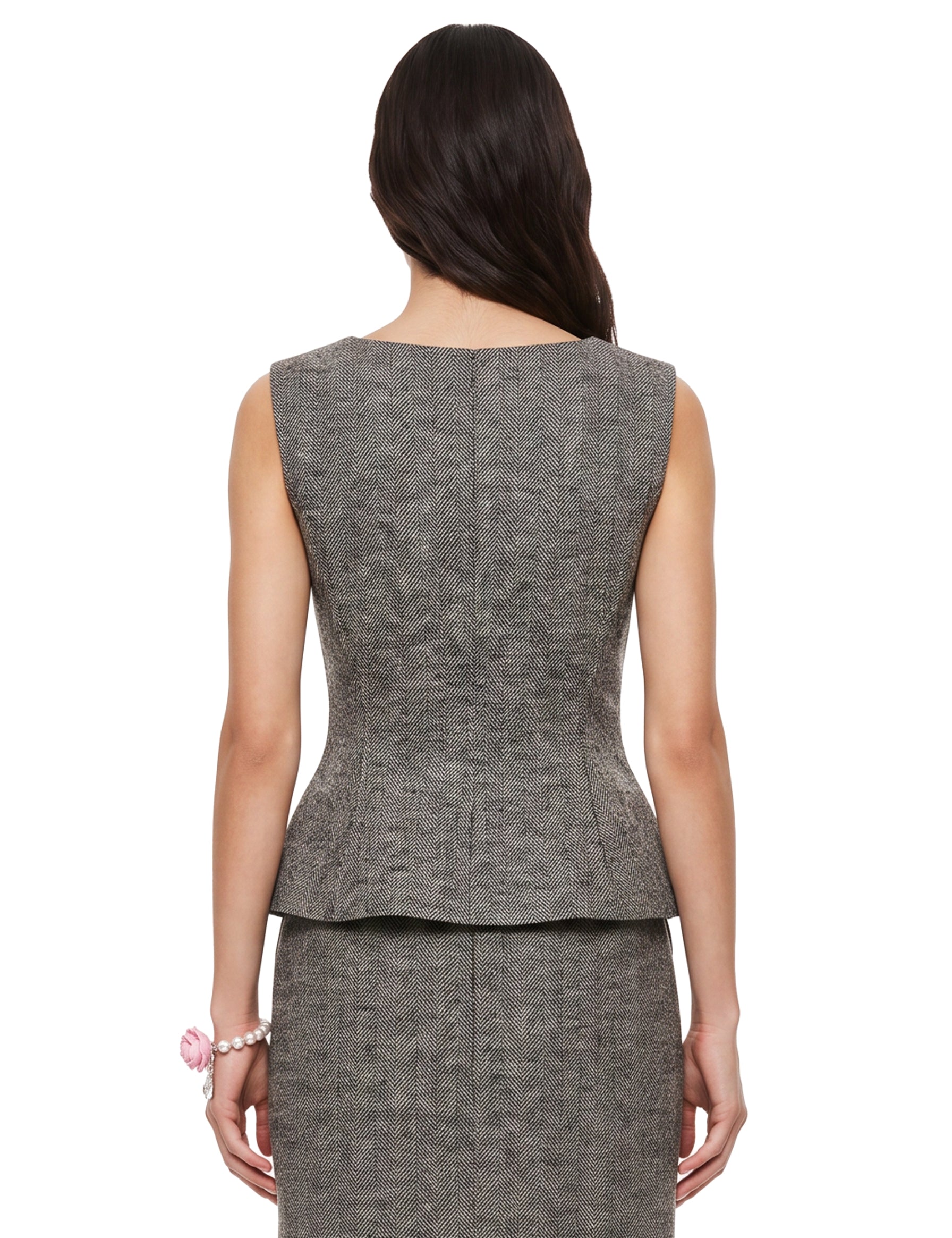 Gilet in lana con design monopetto in grigio 