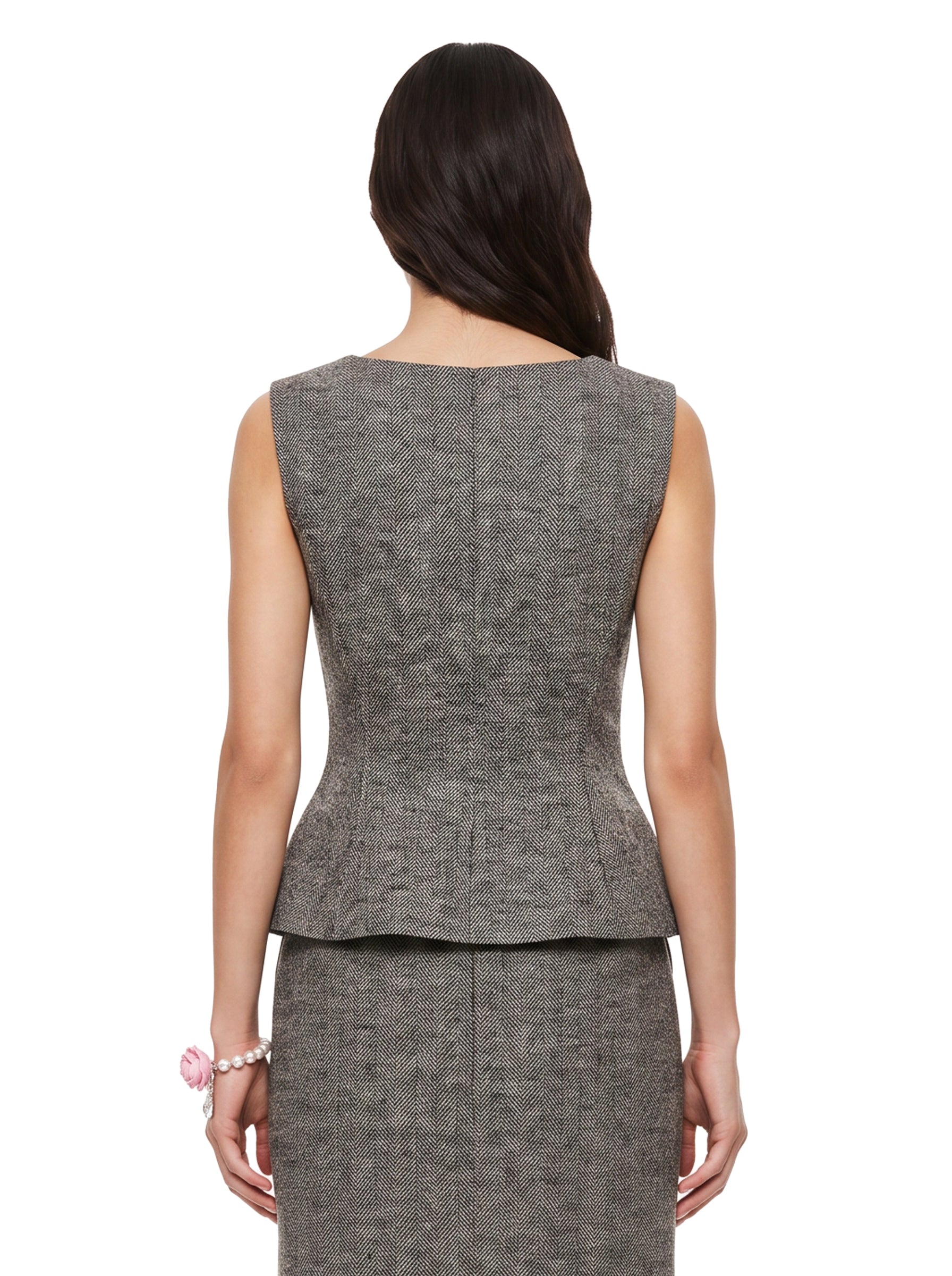 Gilet in lana con design monopetto in grigio 