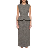 Gilet in lana con design monopetto in grigio 