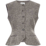 Gilet in lana con design monopetto in grigio 