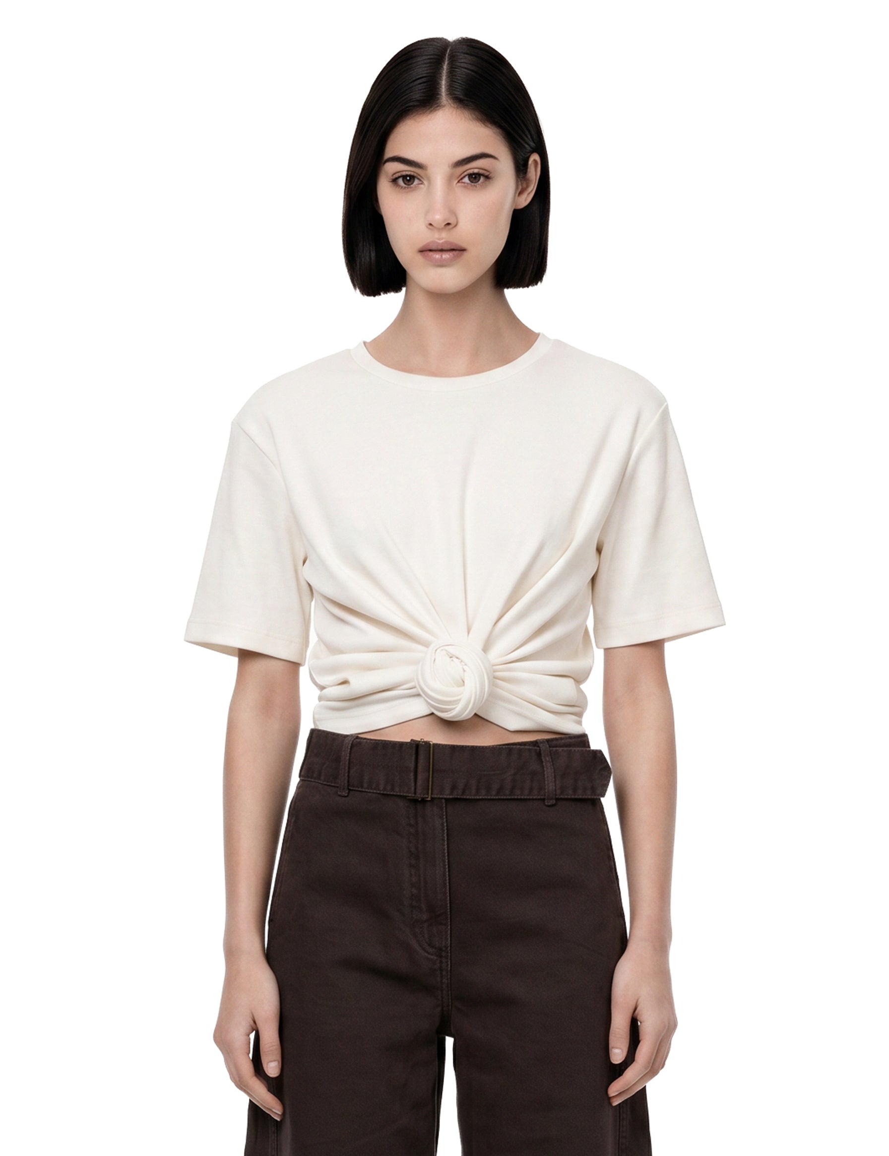 T-shirt con nodo in bianco 