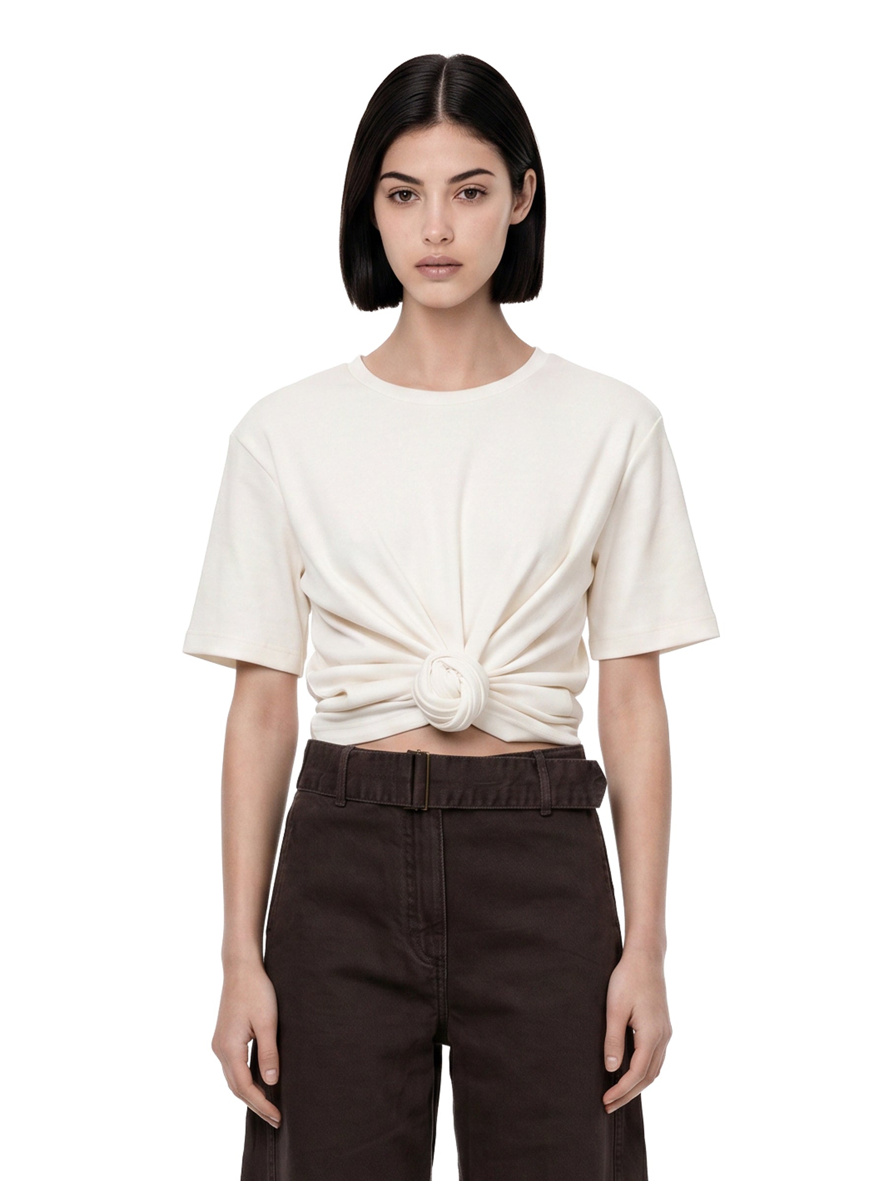 T-shirt con nodo in bianco 