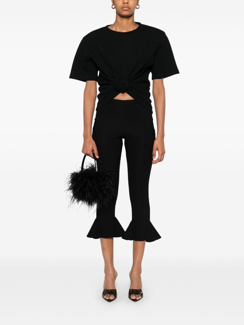 T-shirt con nodo in nero 