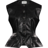 Gilet in pelle con design monopetto in nero 
