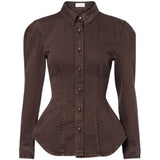Camicia in denim in marrone 