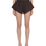 Shorts con cintura in marrone 
