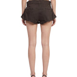Shorts con cintura in marrone 