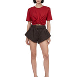 Shorts con cintura in marrone 